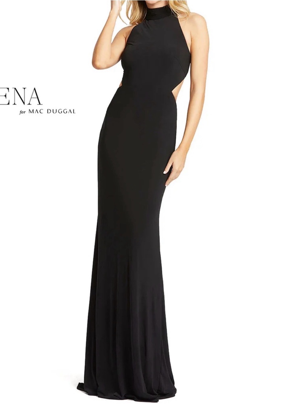 Mac Duggal Black Halter Cutout Maxi Gown